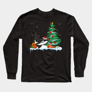 Orca Lover Christmas - Orca Wearing Santa Hat Long Sleeve T-Shirt